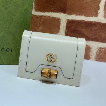 Gucci Diana Bamboo Card Case Wallet ‎658244 White 2021 (DLH-21090338)