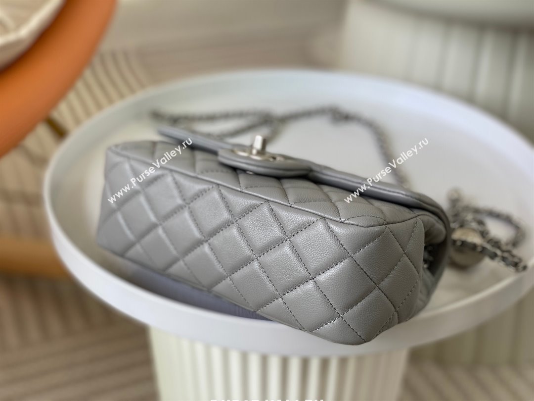 Chanel Lambskin Small Flap Bag with Metal Ball AS1787 Grey/Silver 2024 (SM-24040208)