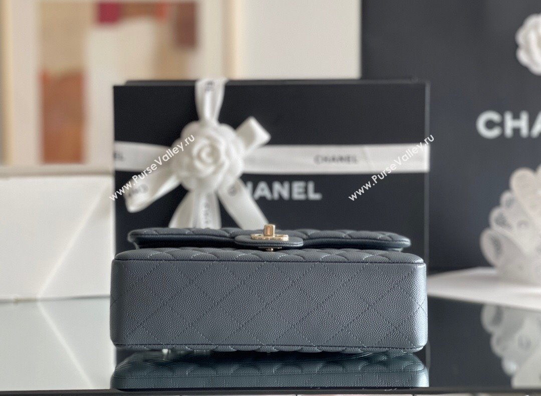 Chanel Grained Calfskin Small Classic Flap Bag A01113 Dark Grey/Light Gold 2023 Original Quality (MHE-23121810)