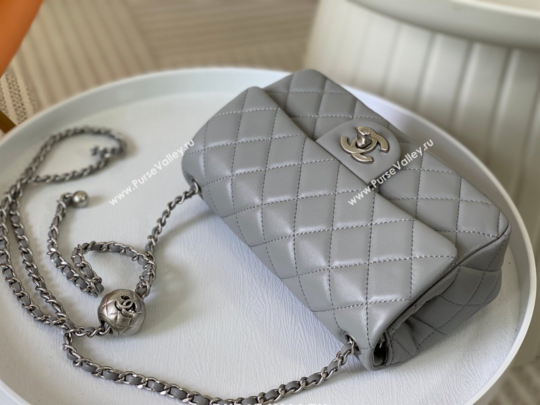 Chanel Lambskin Small Flap Bag with Metal Ball AS1787 Grey/Silver 2024 (SM-24040208)