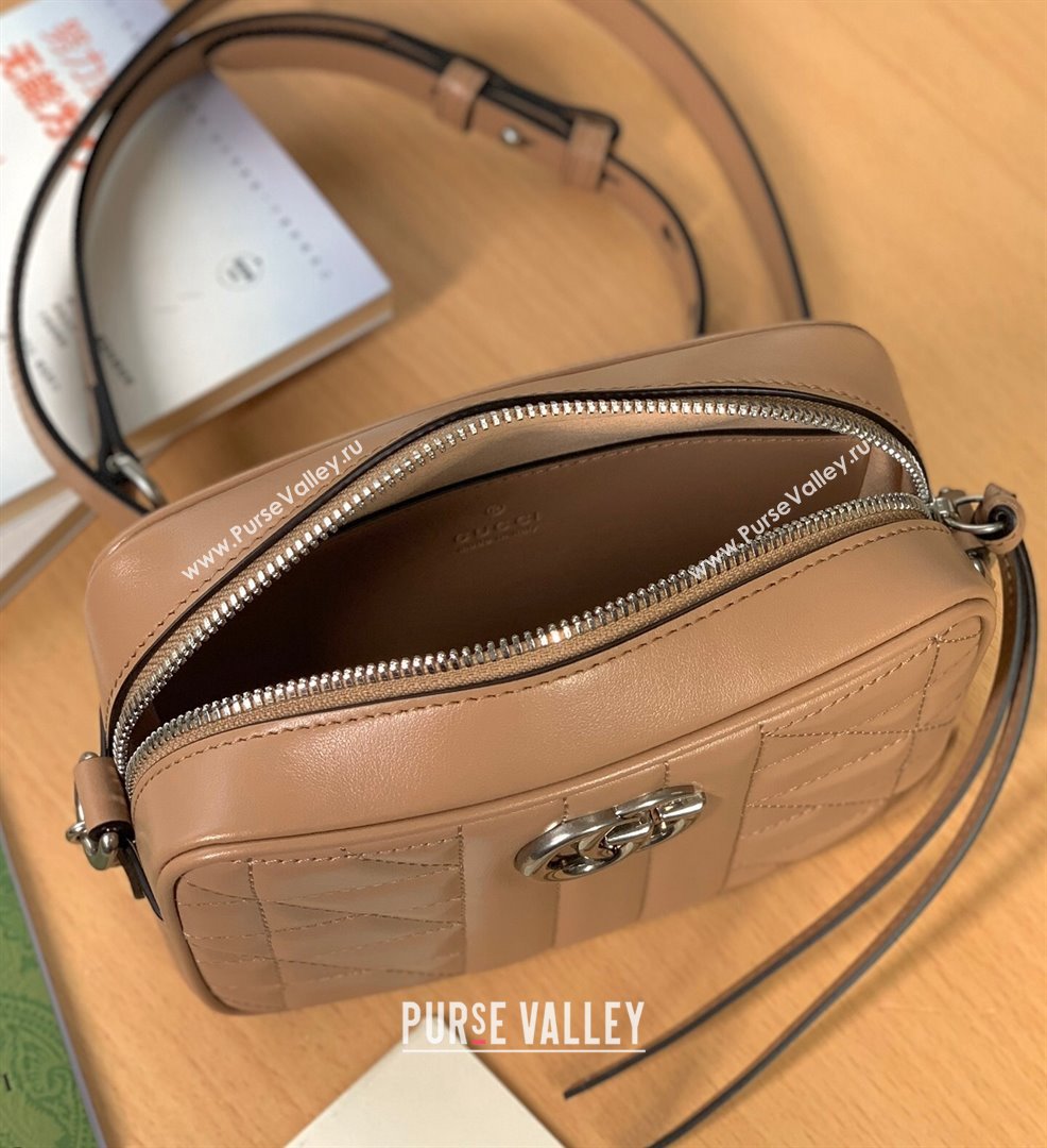 Gucci GG Marmont Geometric Leather Mini Shoulder Bag 634936 Rose Beige 2021 (DLH-21101549)