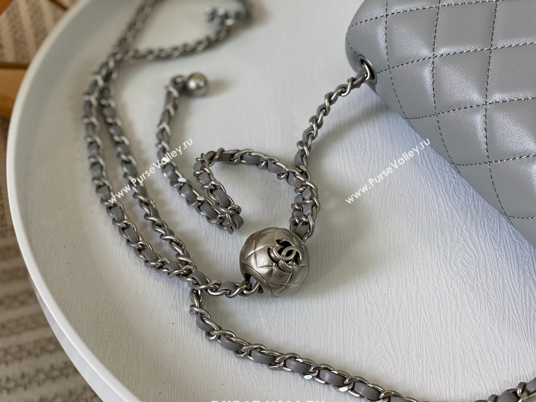 Chanel Lambskin Small Flap Bag with Metal Ball AS1787 Grey/Silver 2024 (SM-24040208)