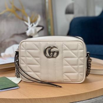 Gucci GG Marmont Geometric Leather Mini Shoulder Bag 634936 White 2021 (DLH-21101551)