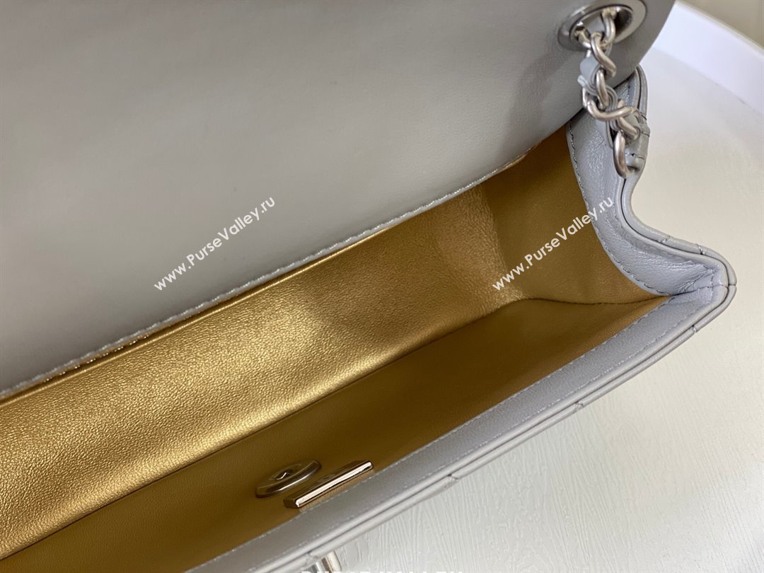 Chanel Lambskin Small Flap Bag with Metal Ball AS1787 Grey/Silver 2024 (SM-24040208)