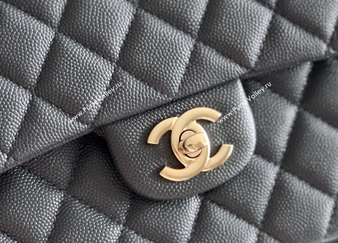 Chanel Grained Calfskin Small Classic Flap Bag A01113 Dark Grey/Light Gold 2023 Original Quality (MHE-23121810)