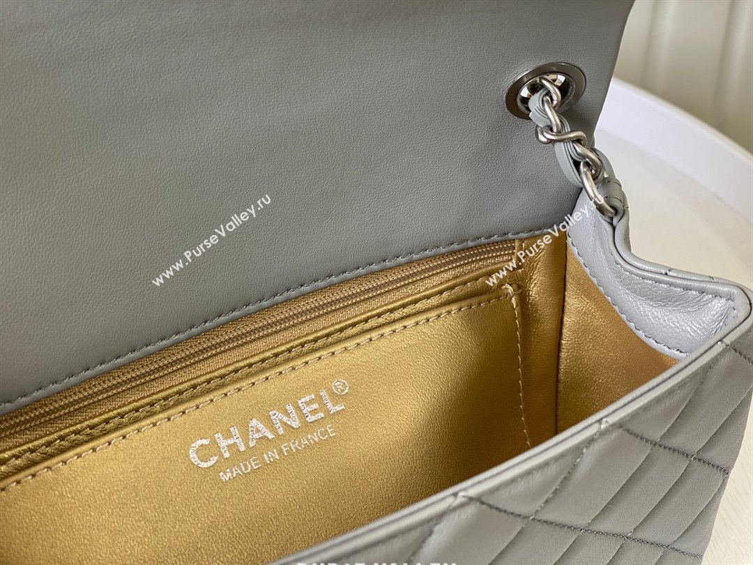 Chanel Lambskin Small Flap Bag with Metal Ball AS1787 Grey/Silver 2024 (SM-24040208)