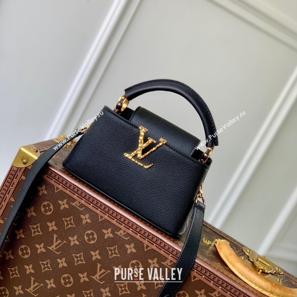 Louis Vuitton East West Capucines Mini Bag in Taurillon Leather M24666 Black 2024 (K-24090711)