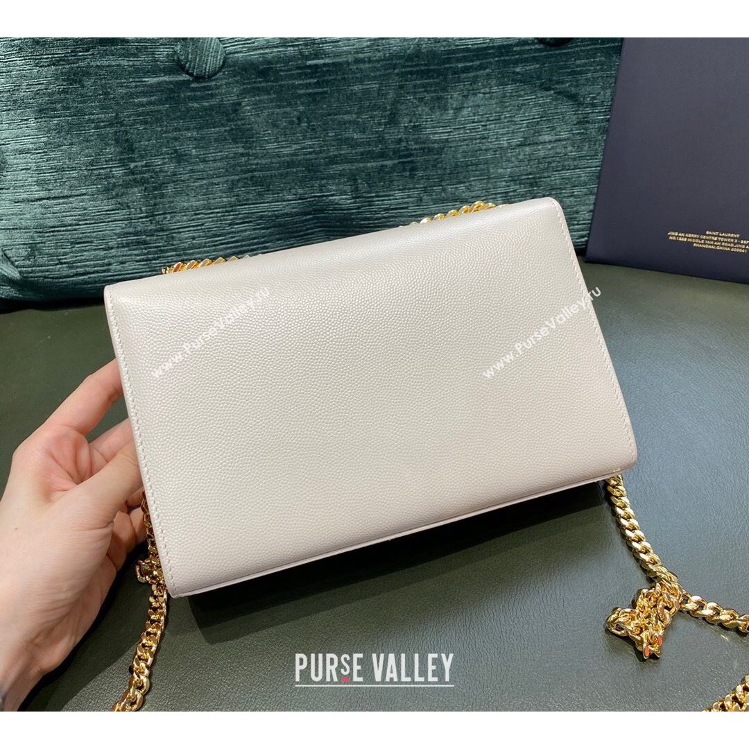 Saint Laurent Kate Small Chain and Tassel Bag in Grain Leather 474366 Off-white/Gold 2021 TOP (JUND-210823057)