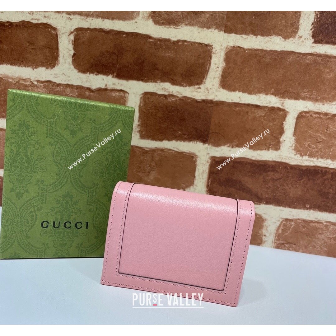 Gucci Diana Bamboo Card Case Wallet ‎658244 Pastel Pink 2021 (DLH-21090346)