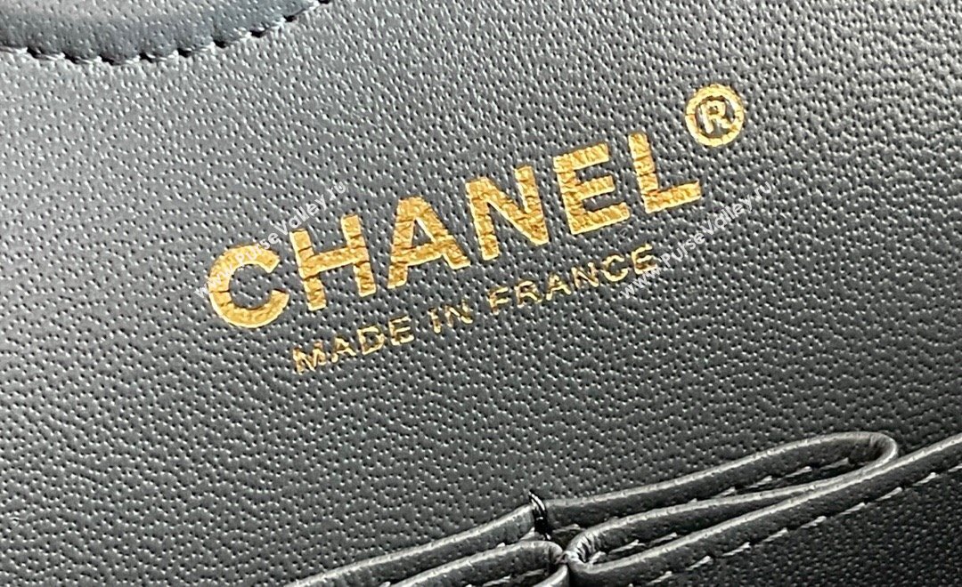 Chanel Grained Calfskin Small Classic Flap Bag A01113 Dark Grey/Light Gold 2023 Original Quality (MHE-23121810)