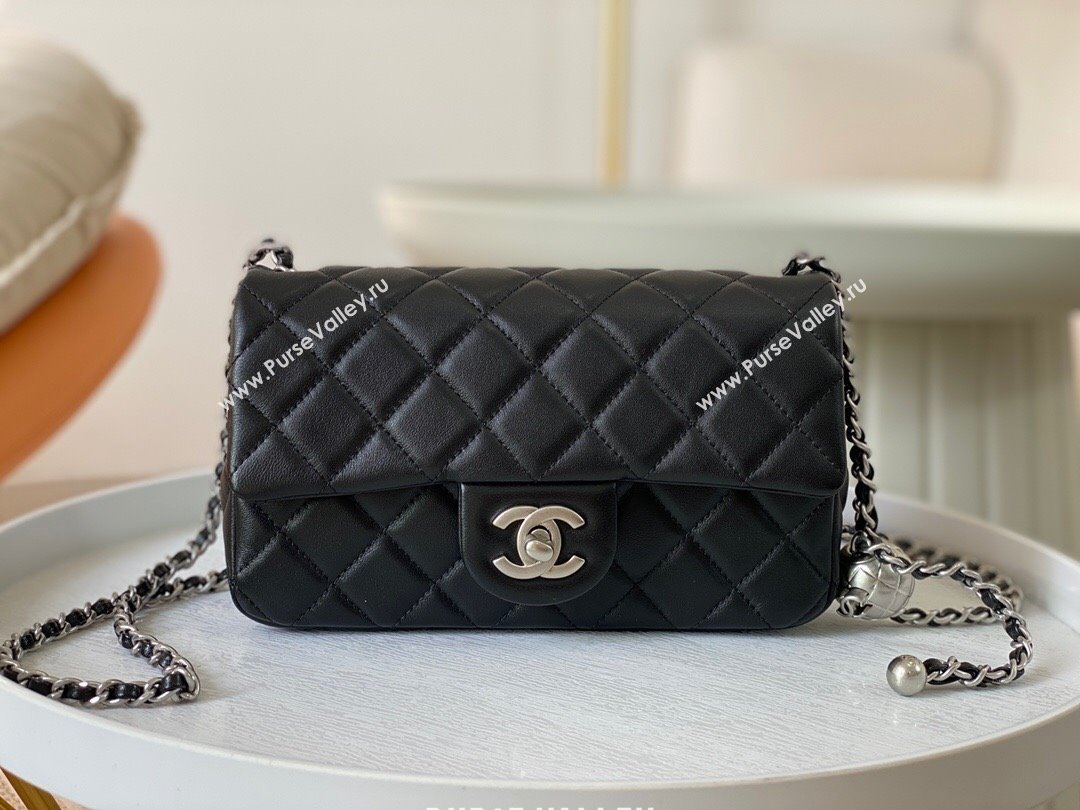 Chanel Lambskin Small Flap Bag with Metal Ball AS1787 Black/Silver 2024 (SM-24040209)
