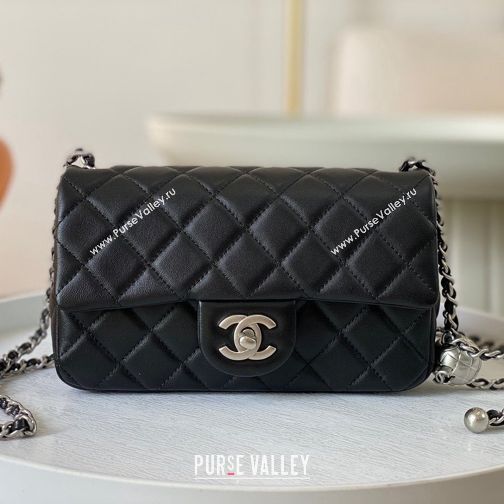 Chanel Lambskin Small Flap Bag with Metal Ball AS1787 Black/Silver 2024 (SM-24040209)