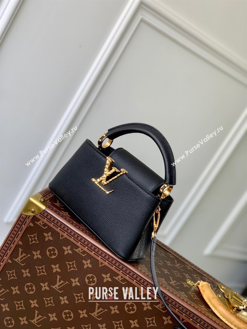 Louis Vuitton East West Capucines Mini Bag in Taurillon Leather M24666 Black 2024 (K-24090711)