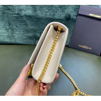 Saint Laurent Kate Small Chain and Tassel Bag in Grain Leather 474366 Off-white/Gold 2021 TOP (JUND-210823057)