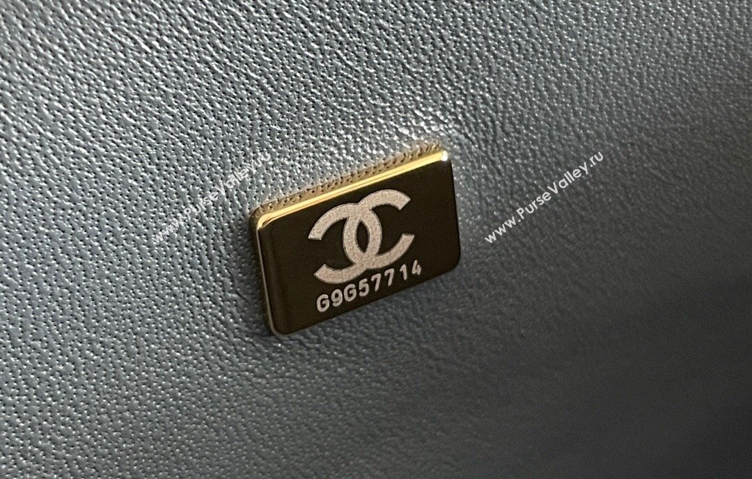 Chanel Grained Calfskin Small Classic Flap Bag A01113 Dark Grey/Light Gold 2023 Original Quality (MHE-23121810)