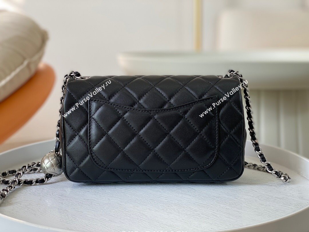 Chanel Lambskin Small Flap Bag with Metal Ball AS1787 Black/Silver 2024 (SM-24040209)