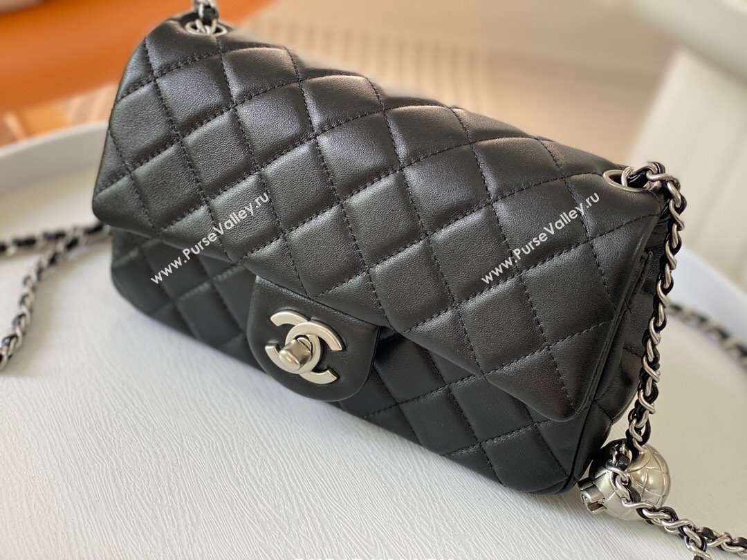 Chanel Lambskin Small Flap Bag with Metal Ball AS1787 Black/Silver 2024 (SM-24040209)