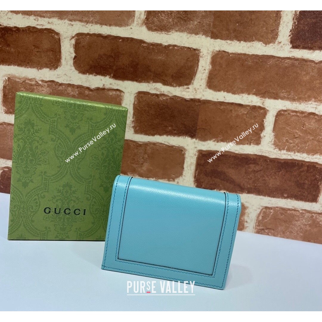 Gucci Diana Bamboo Card Case Wallet ‎658244 Pastel Blue 2021 (DLH-21090347)