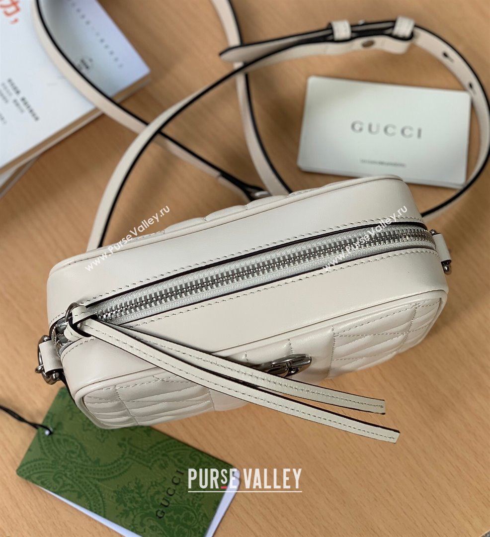 Gucci GG Marmont Geometric Leather Mini Shoulder Bag 634936 White 2021 (DLH-21101551)
