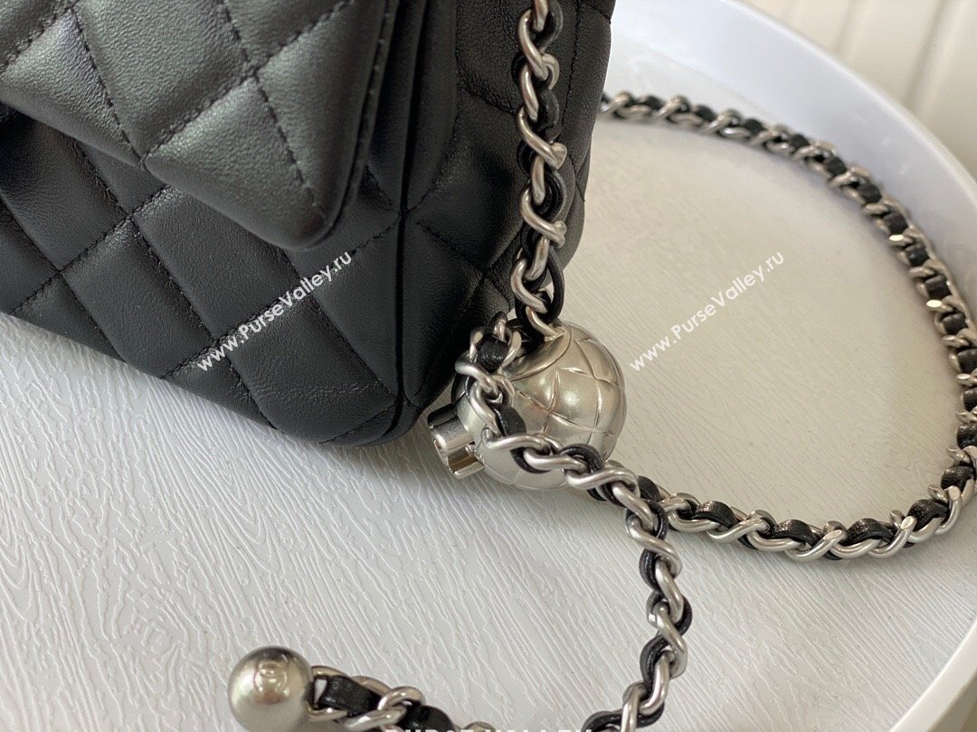 Chanel Lambskin Small Flap Bag with Metal Ball AS1787 Black/Silver 2024 (SM-24040209)