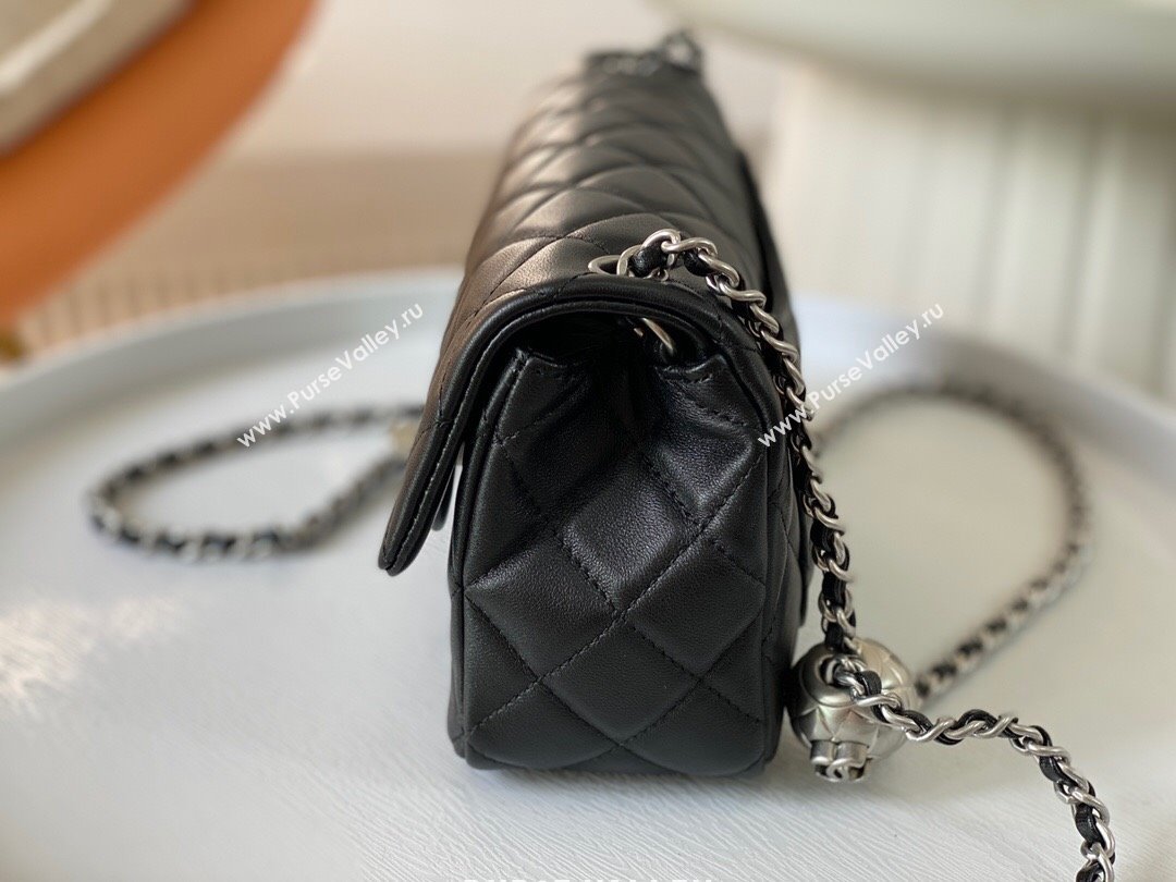 Chanel Lambskin Small Flap Bag with Metal Ball AS1787 Black/Silver 2024 (SM-24040209)