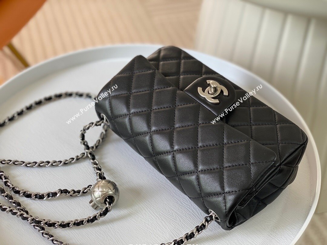 Chanel Lambskin Small Flap Bag with Metal Ball AS1787 Black/Silver 2024 (SM-24040209)
