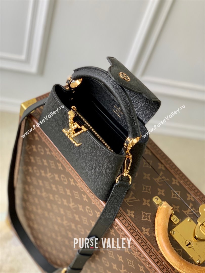 Louis Vuitton East West Capucines Mini Bag in Taurillon Leather M24666 Black 2024 (K-24090711)