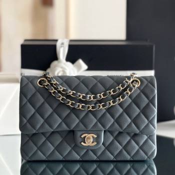 Chanel Grained Calfskin Medium Classic Flap Bag A01112 Dark Grey/Light Gold 2023 Original Quality (MHE-23121811)