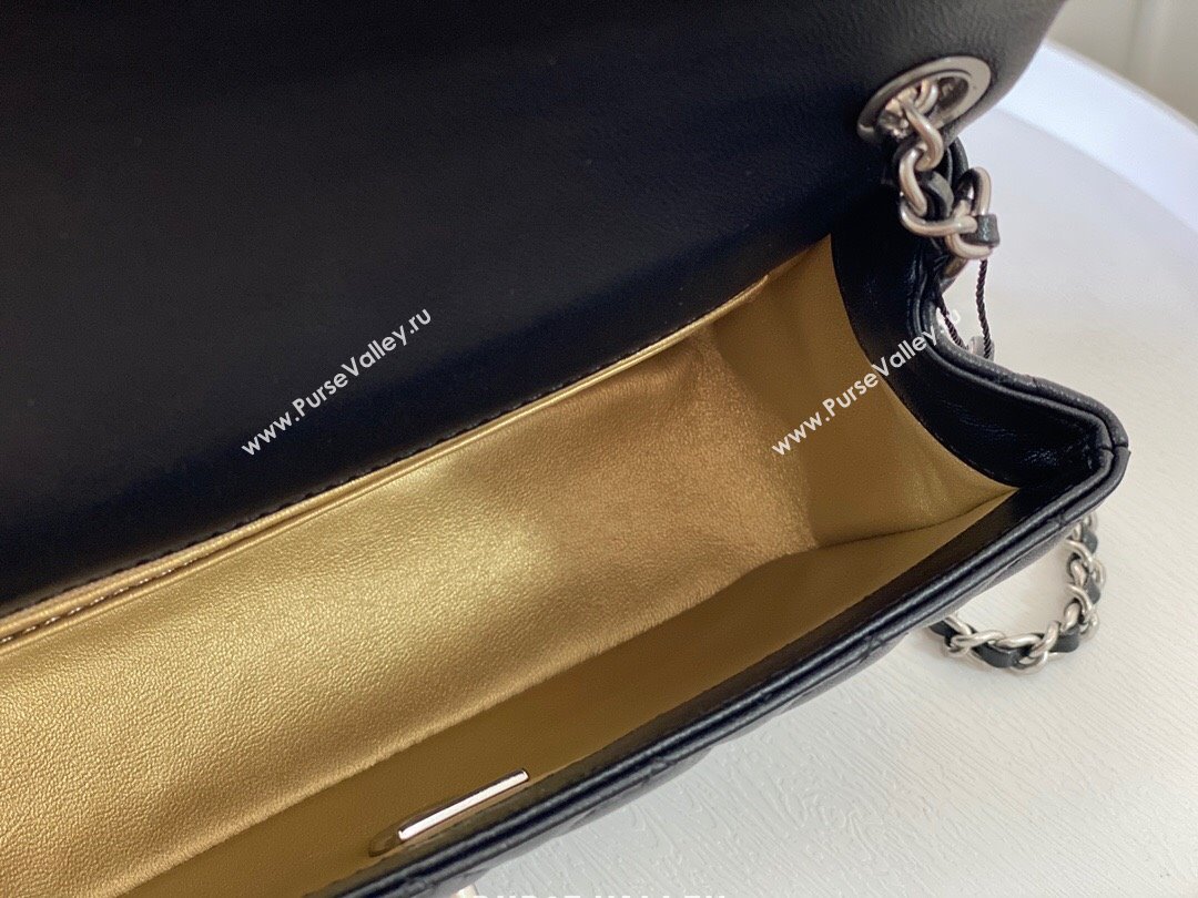Chanel Lambskin Small Flap Bag with Metal Ball AS1787 Black/Silver 2024 (SM-24040209)