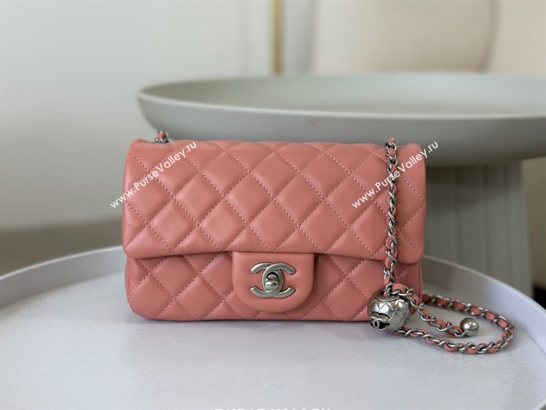 Chanel Lambskin Small Flap Bag with Entwined Ball AS1787 Pink/Silver 2024 (SM-24040211)