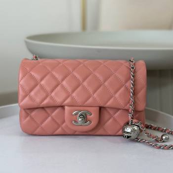 Chanel Lambskin Small Flap Bag with Entwined Ball AS1787 Pink/Silver 2024 (SM-24040211)