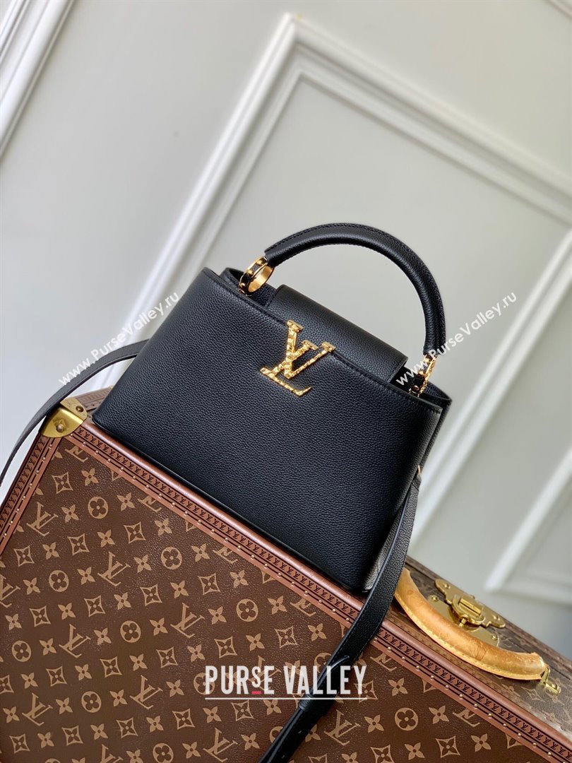 Louis Vuitton East West Capucines BB Bag in Taurillon Leather M24666 Black 2024 (K-24090712)