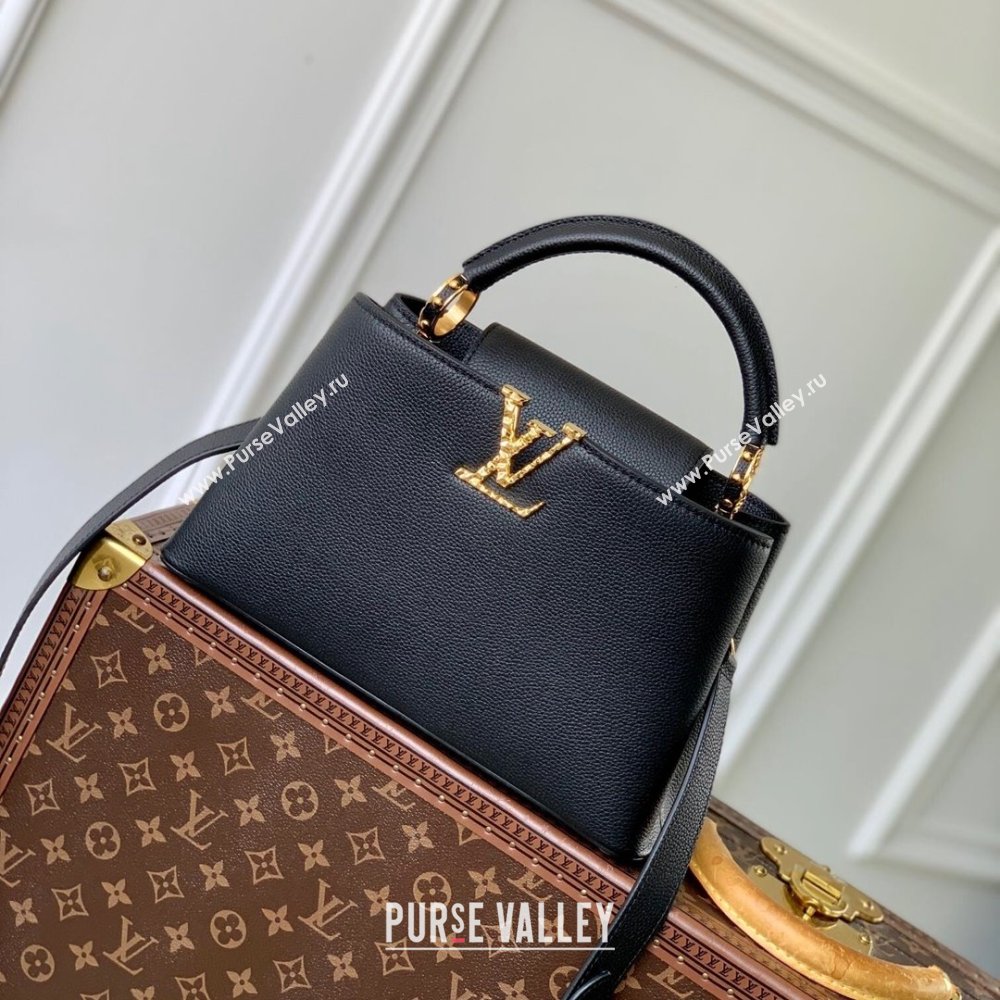 Louis Vuitton East West Capucines BB Bag in Taurillon Leather M24666 Black 2024 (K-24090712)