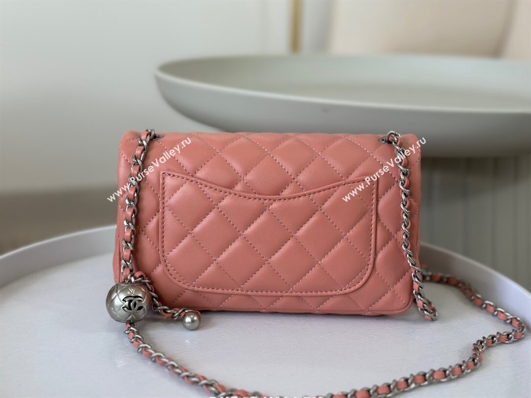 Chanel Lambskin Small Flap Bag with Entwined Ball AS1787 Pink/Silver 2024 (SM-24040211)
