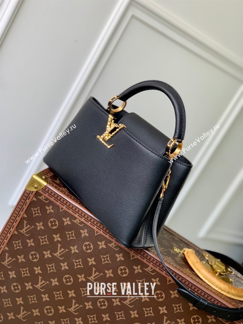 Louis Vuitton East West Capucines BB Bag in Taurillon Leather M24666 Black 2024 (K-24090712)