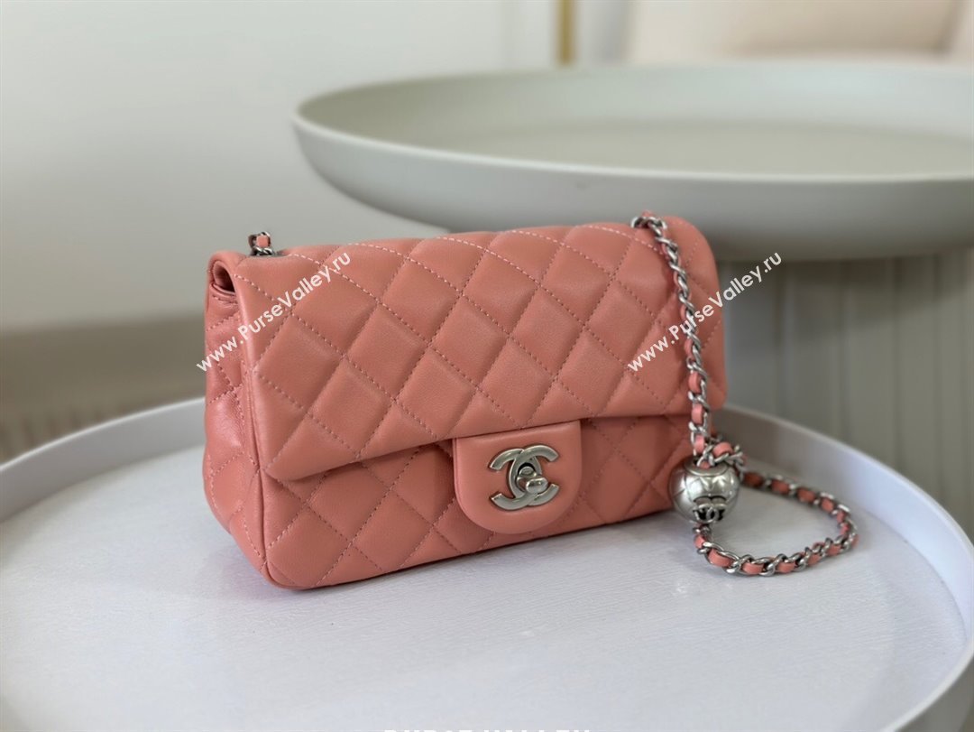Chanel Lambskin Small Flap Bag with Entwined Ball AS1787 Pink/Silver 2024 (SM-24040211)