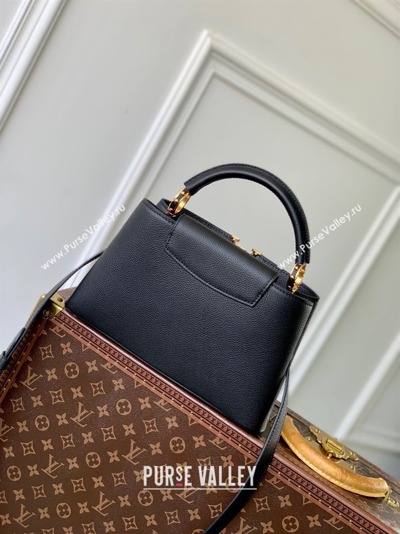 Louis Vuitton East West Capucines BB Bag in Taurillon Leather M24666 Black 2024 (K-24090712)