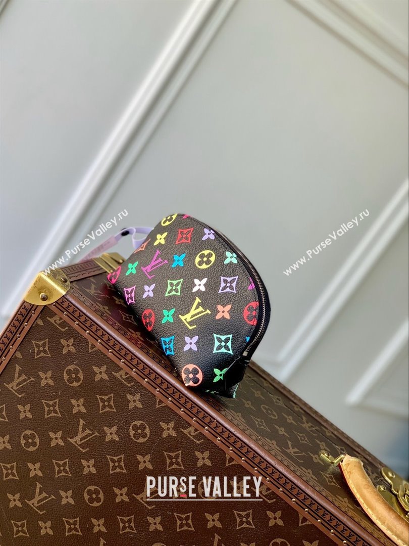 Louis Vuitton LV x TM Cosmetic Pouch PM Bag in Multicolored Monogram Canvas M13744 Black 2025 (K-25010317)