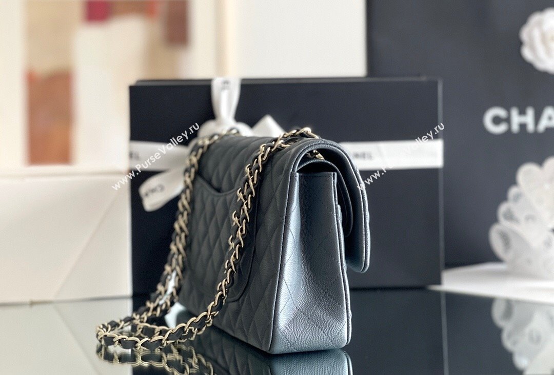 Chanel Grained Calfskin Medium Classic Flap Bag A01112 Dark Grey/Light Gold 2023 Original Quality (MHE-23121811)