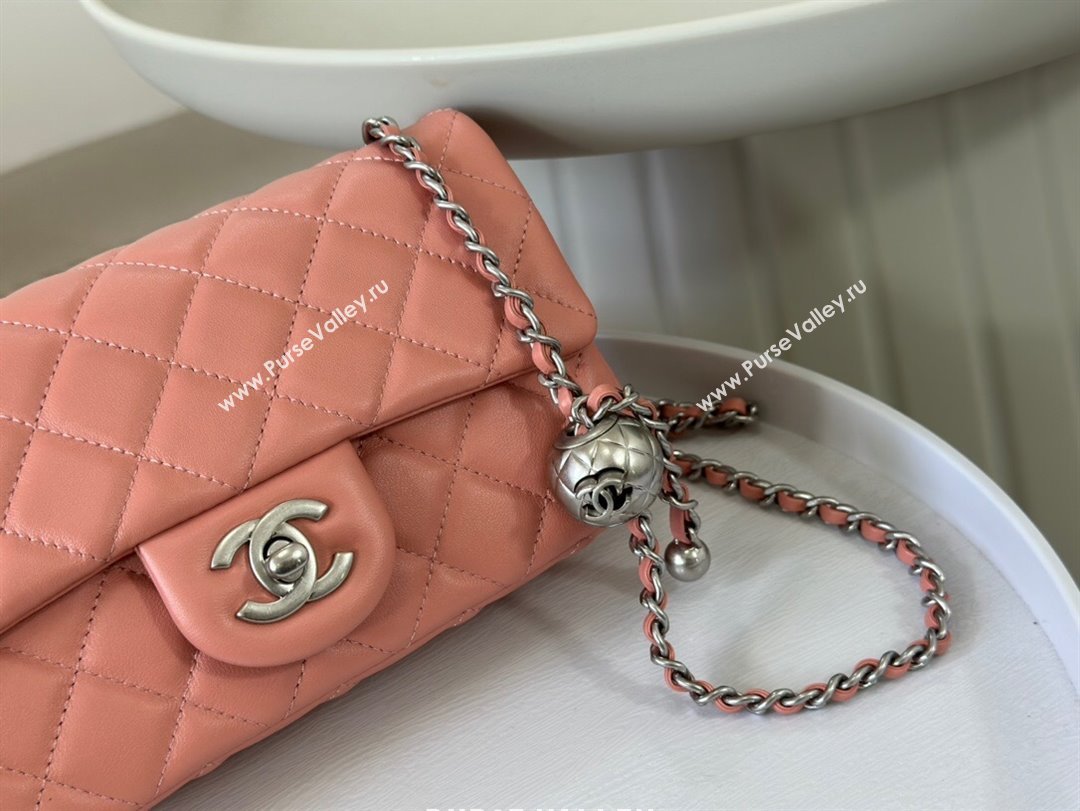 Chanel Lambskin Small Flap Bag with Entwined Ball AS1787 Pink/Silver 2024 (SM-24040211)