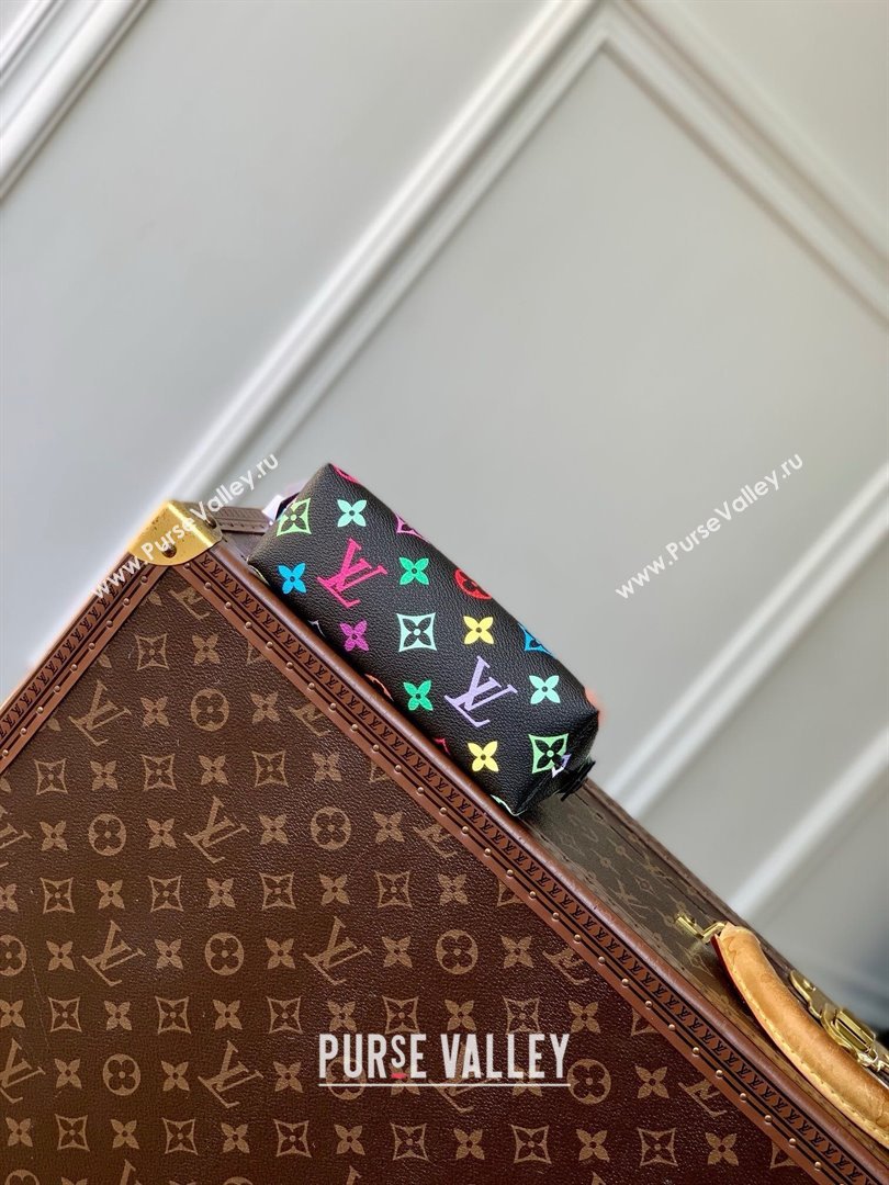 Louis Vuitton LV x TM Cosmetic Pouch PM Bag in Multicolored Monogram Canvas M13744 Black 2025 (K-25010317)