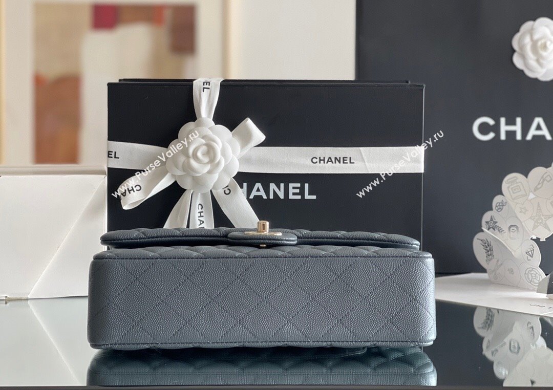 Chanel Grained Calfskin Medium Classic Flap Bag A01112 Dark Grey/Light Gold 2023 Original Quality (MHE-23121811)