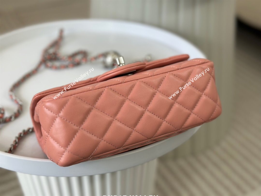 Chanel Lambskin Small Flap Bag with Entwined Ball AS1787 Pink/Silver 2024 (SM-24040211)