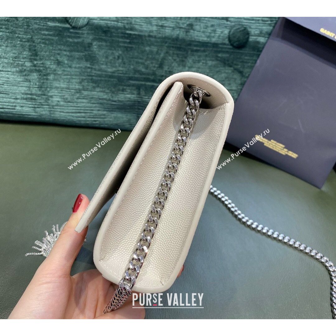 Saint Laurent Kate Small Chain and Tassel Bag in Grain Leather 474366 Off-white/Silver 2021 TOP (JUND-210823059)