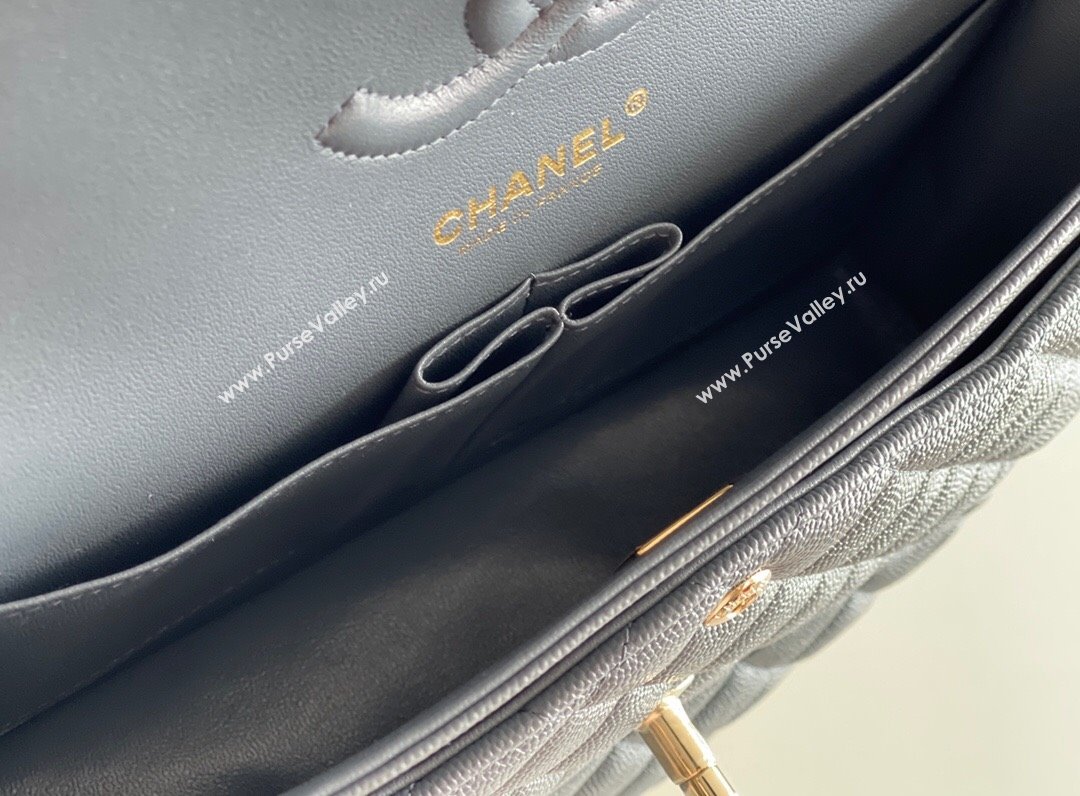 Chanel Grained Calfskin Medium Classic Flap Bag A01112 Dark Grey/Light Gold 2023 Original Quality (MHE-23121811)