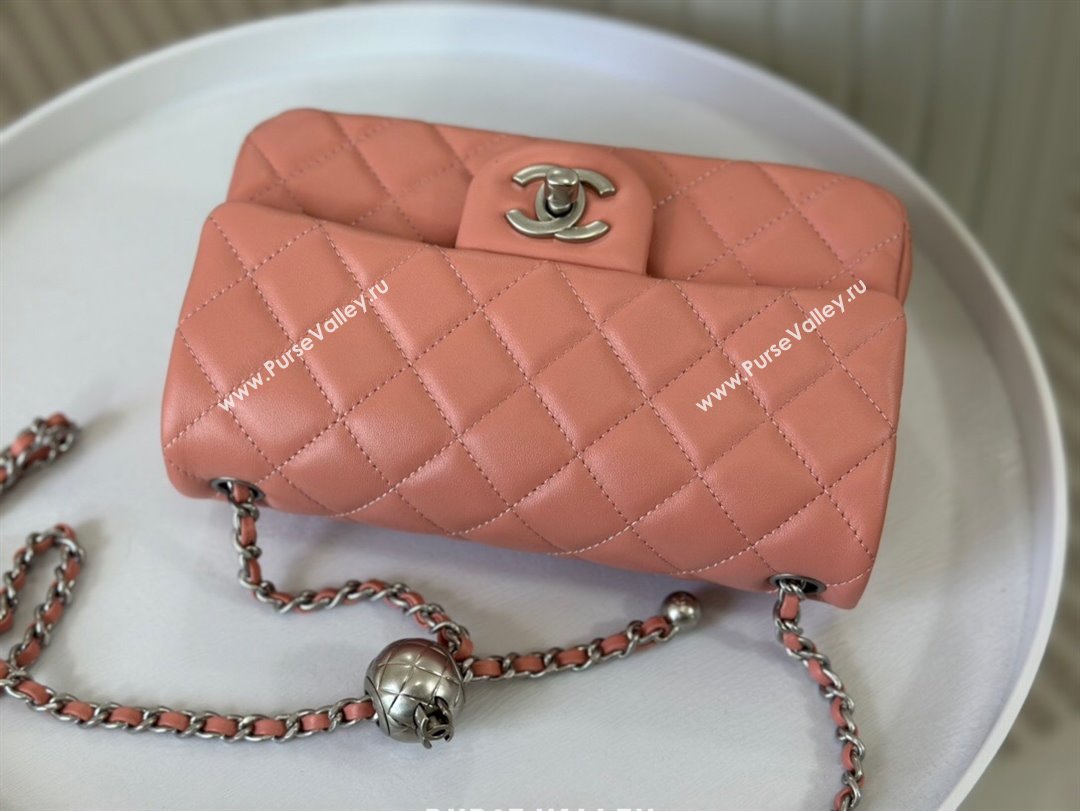 Chanel Lambskin Small Flap Bag with Entwined Ball AS1787 Pink/Silver 2024 (SM-24040211)