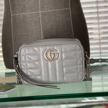 Gucci GG Marmont Geometric Leather Mini Shoulder Bag 634936 Dark Grey 2021 (DLH-21101550)