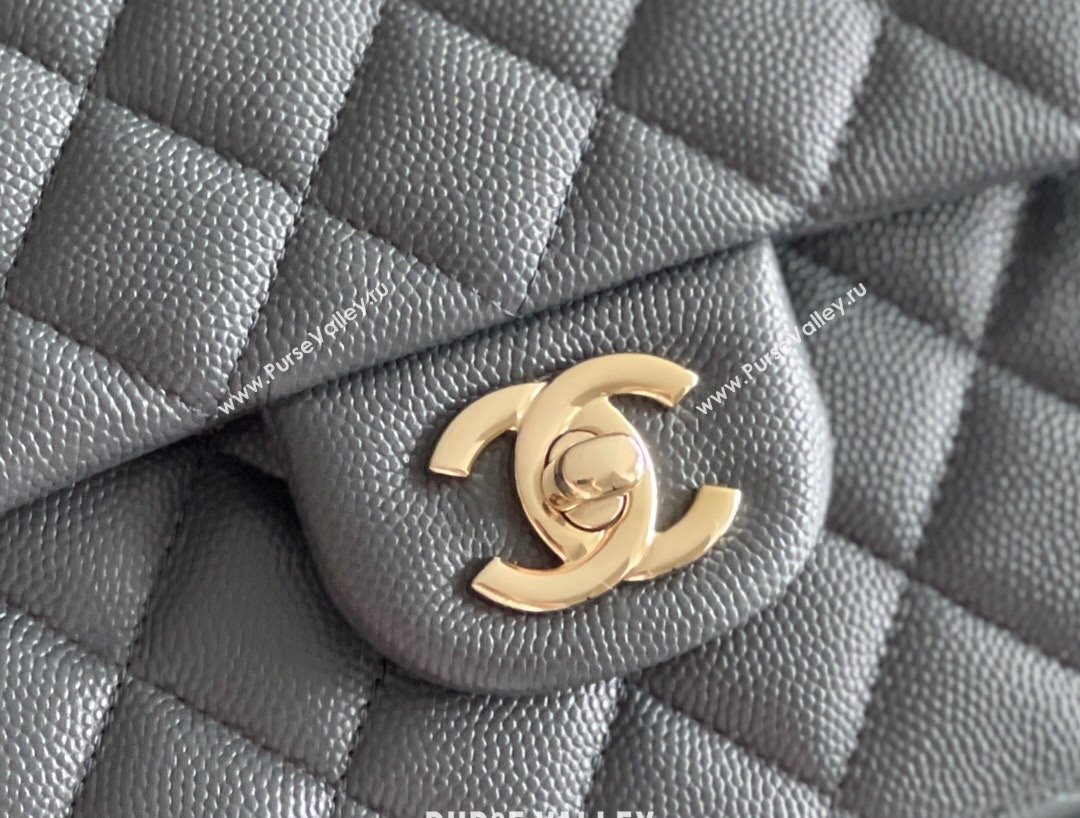 Chanel Grained Calfskin Medium Classic Flap Bag A01112 Dark Grey/Light Gold 2023 Original Quality (MHE-23121811)