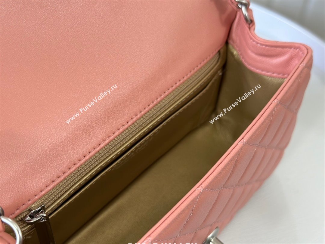 Chanel Lambskin Small Flap Bag with Entwined Ball AS1787 Pink/Silver 2024 (SM-24040211)