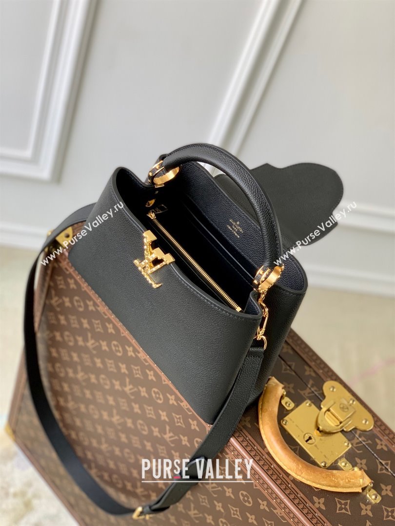 Louis Vuitton East West Capucines BB Bag in Taurillon Leather M24666 Black 2024 (K-24090712)